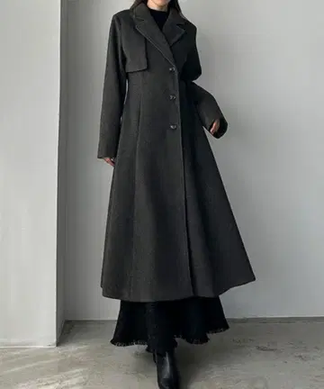 [ Louere ] 허리 쉐이프 플레어 체스터 코트 M