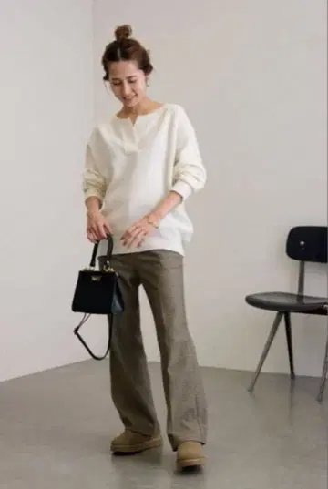 프레임워크 양면 기모 팬츠 브라운 체크 36 속기모 팬츠 플레어