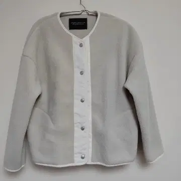 아이보리 보아 자켓 버튼 포함 M