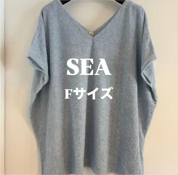 SEA 파일 V넥 풀오버 S 사이즈 라이트 블루 일본제