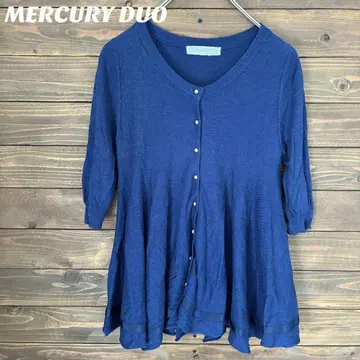 [ 머큐리 듀오 ] MERCURY DUO 네이비 오부 소매 가디건 F