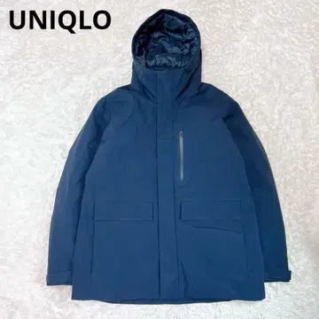 유니클로 하이브리드 다운 후드티 네이비 L