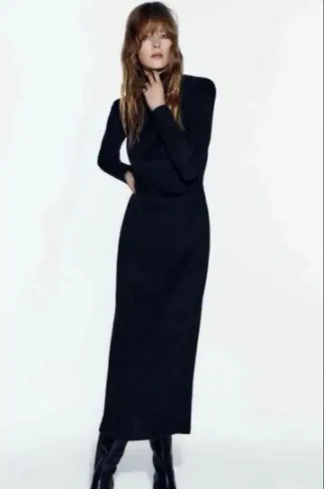 ZARA 턱 개더 SOFT 니트 롱 원피스
