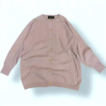 세련된 100% 캐시미어 리브 가디건 골드 버튼 더스티 핑크