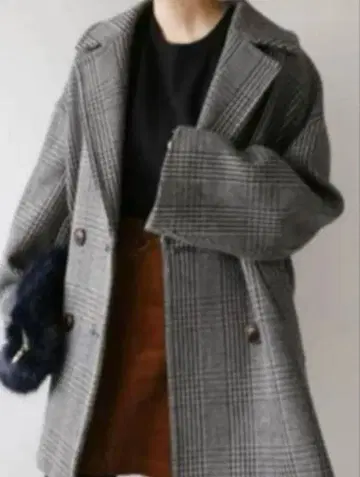 저널 스탠다드 리룸 더블 컬러 체크 코트 38 택 포함