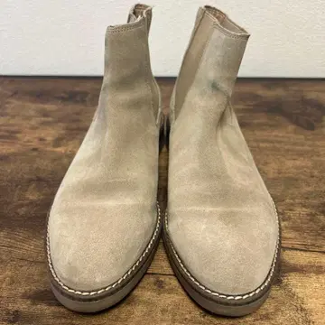 ZARA 베이지 스웨이드 사이드 고어 부츠