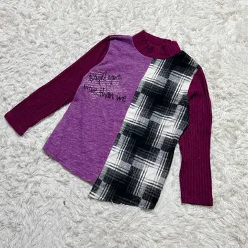 [ c6972 ] 니트 스웨터 긴팔 퍼플 덧댄