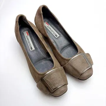 네이비 스웨이드 웨지솔 펌프스 버클 24cm