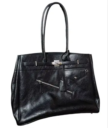 블랙 가죽 토트백