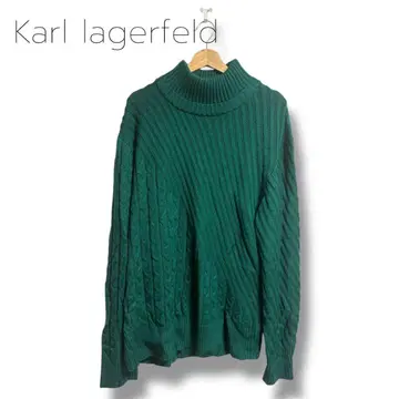칼 라거펠트 L 터틀 케이블 니트 그린