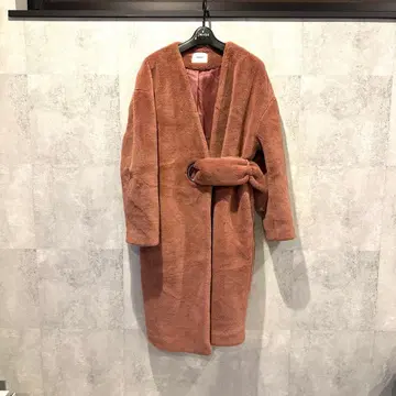 MURUA 가운 코트 보아 코트 핑크 코트