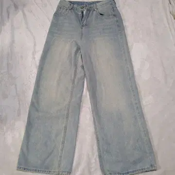 라이트 블루 와이드 레그 데님 팬츠