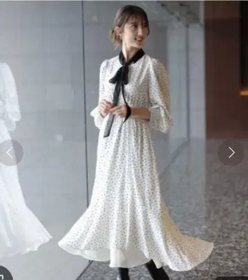 아푸와이저 리셰 도트 무늬 리본 포함 원피스