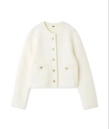 Lily brown 릴리 브라운 금장 버튼 폭스 니트 자켓 화이트