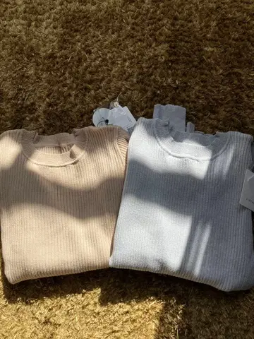 CLOCHE 리브 편직 긴팔 니트 그레이