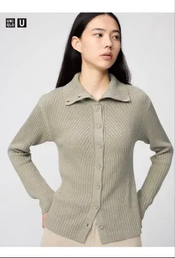 UNIQLO 메리노 블렌드 하이넥 가디건 S