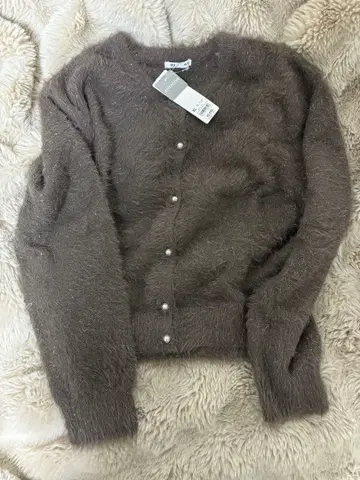 샤이니 크루넥 가디건 brown