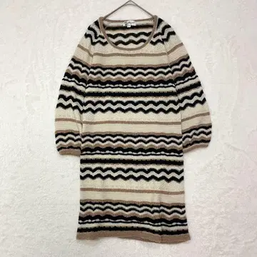 MICHEL KLEIN 롱 니트 원피스 / 울 일본제 올 패턴 라메 믹스