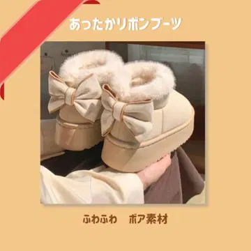 [ 빅 리본 & 퍼 통굽 숏 기장 어그 부츠/보아 부츠 ]