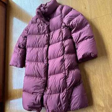 유니클로 다운 롱 코트 브라운 계열 M