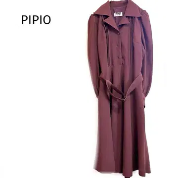 피피오 플레어 원피스 허리 벨트 포함 턱 디자인 고급 실루엣