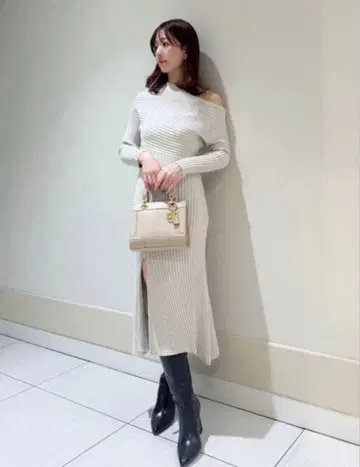 snidel 원숄 아지메 니트 원피스