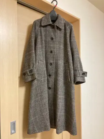 가볍게 흔들리는 울 롱 코트 / 글렌체크