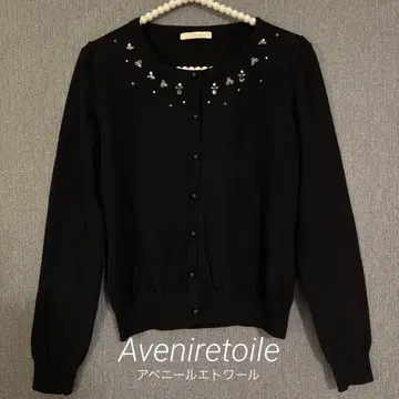 아베닐 에투알 비쥬 장식 블랙 긴팔 가디건 38