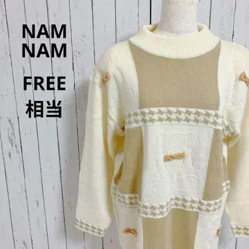 남남 긴팔 스웨터 곰 무늬 어깨 패드 두꺼운 원단 하이넥 F 상당 일본제