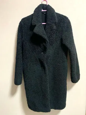 보아 소재 노카라 블랙 롱 코트 S 사이즈