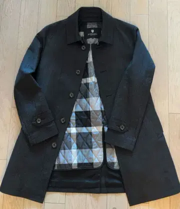 [BLACK LABEL] 다크 그레이 스텐카라 코트 퀼팅 라이너 포함