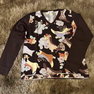 LEONARD SPORT 꽃과 부츠 패턴 스웨터 40 사이즈