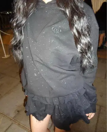 hth 글리터 로고 후디 블랙 셋업 상의만