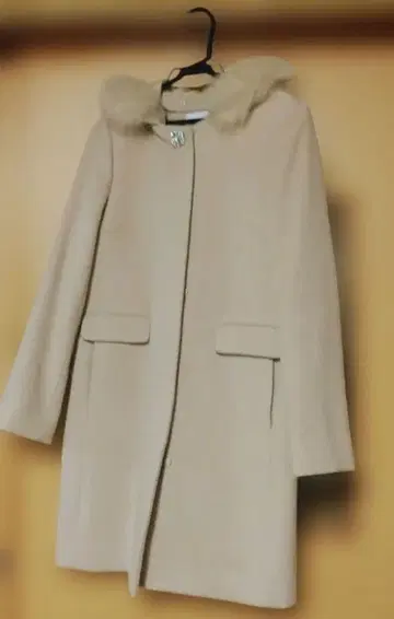 any SiS 베이지 퍼 포함 롱 코트