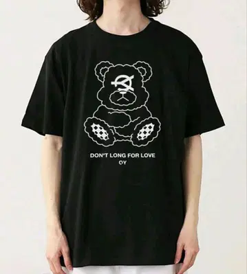 OY 오버 사이즈 T셔츠 블랙 곰 디자인