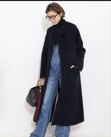 victorian 리버 롱 노카라 코트 36 블랙