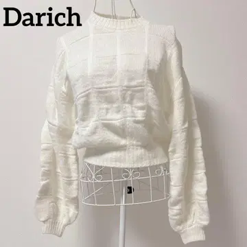 Darich 화이트 체크 무늬 니트 스웨터