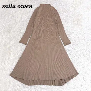 mila owen 긴팔 맥시 길이 니트 플레어 원피스 사이즈 F 브라운