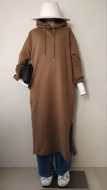 야마짱님 AMERICANA 후드 사이드ZIP 맨투맨 원피스