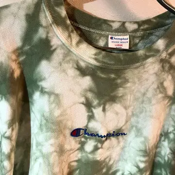 Champion 리버스 위브 타이다이 트레이닝복 센터 자수 로고