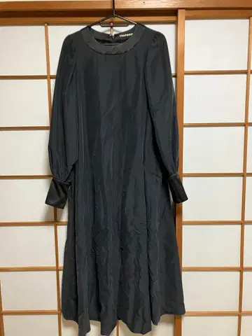 FRAPBOIS 블랙 롱 드레스 긴팔