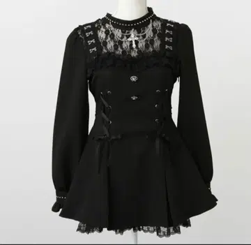 DearMyLove 원피스 십자가 체인 초커풍 레이스업 원피스