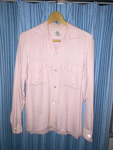50s 브렌트 핑크 레이온 개버딘 셔츠
