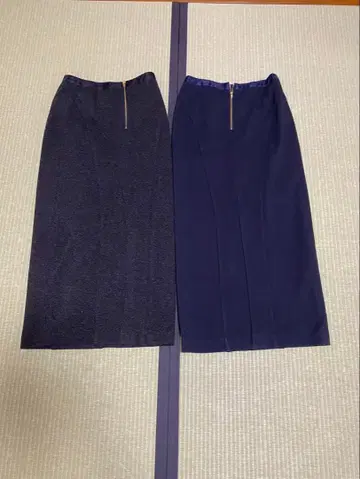 타이트 스커트 2종 세트 다크 그레이 네이비