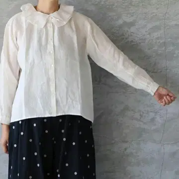 blue willow 블루위로우 린넨 2중 프릴 카라 블라우스