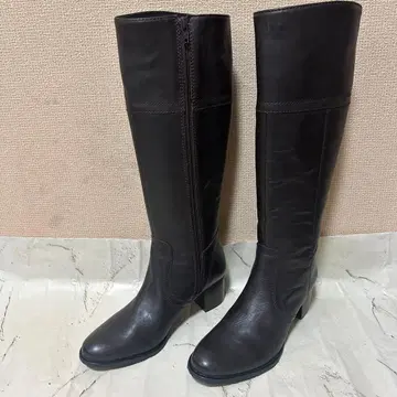 AKAKURA 다크 브라운 가죽 롱 부츠