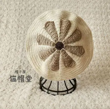 핸드메이드 베레모 레트로 플라워 [ 110 ] 화이트 베이지