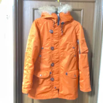 퍼 포함 밀리터리 자켓/S 사이즈/오렌지/BACK NUMBER