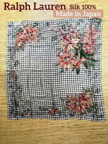 미사용 새상품 랄프 로렌 실크 대형 스카프 카틀레야 꽃무늬