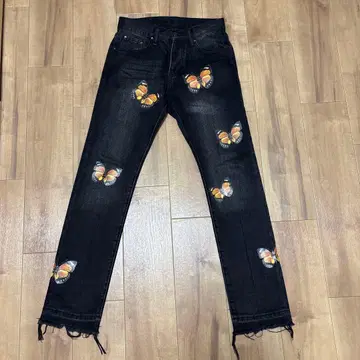 나비 자수 블랙 데님 28